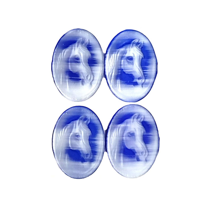 13X18MM HORSE CAMEO CAT'S EYE BLUE